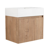 AISU 24 Inch Bathroom Cabinet With Sink, Soft Close Doors, For Small Bathroom, Imitative Oak